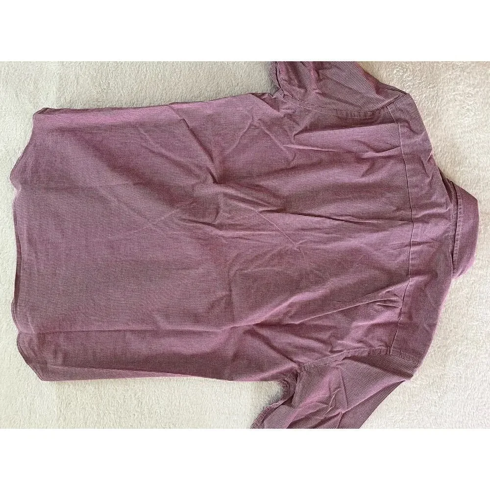 J Crew Shirt Mens Medium Burgundy Check Slim Fit Flex Button Down EUC